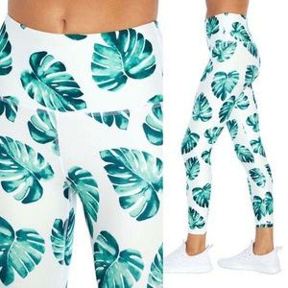 WILDFOX COUTURE Women's Green Monstera Leaf Print High Waisted‎ Leggings Size S